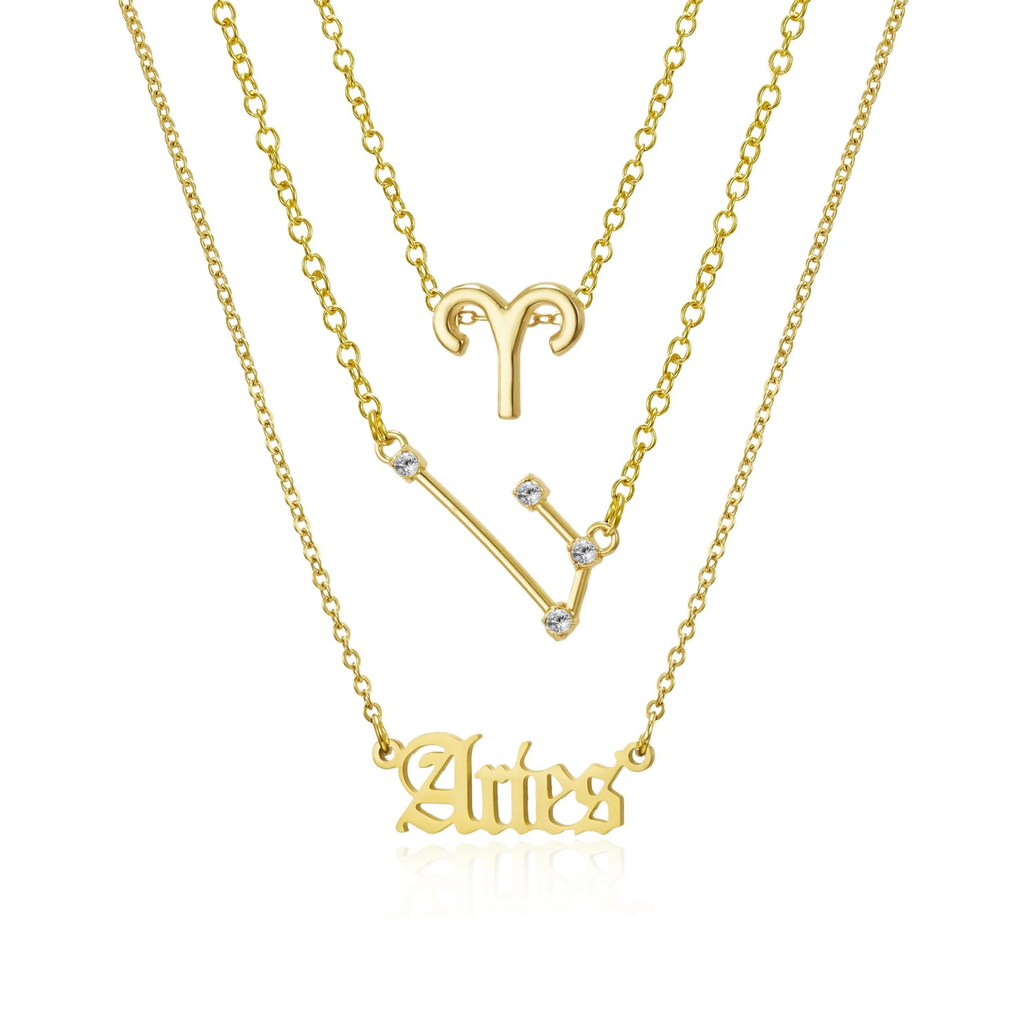 3Pcs/set Zodiac Sign Necklaces Set