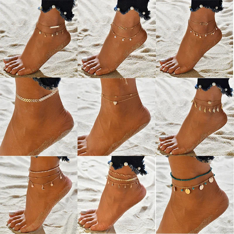 Boho Double Layer Anklets For Women