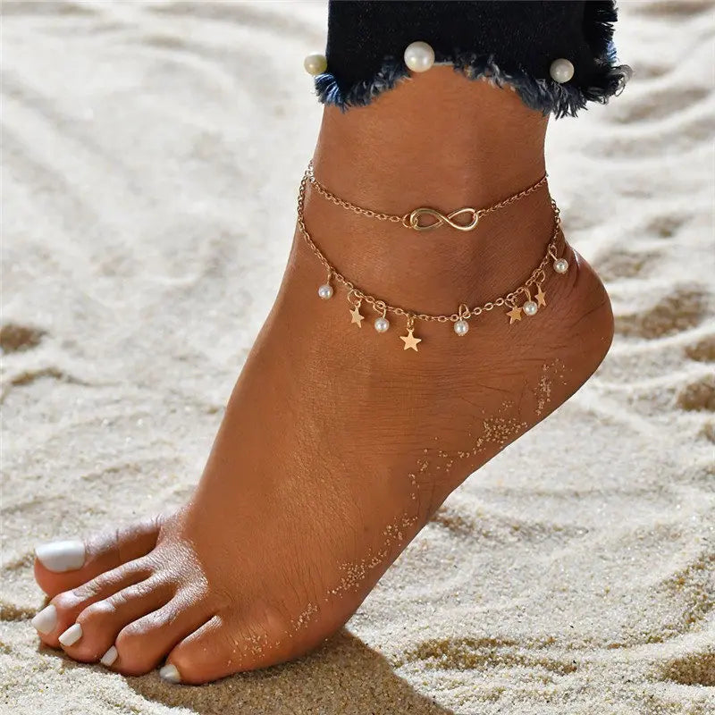 Boho Double Layer Anklets For Women