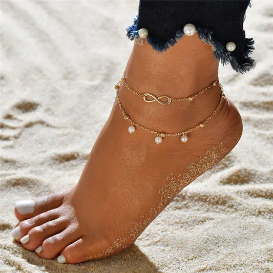 Boho Double Layer Anklets For Women