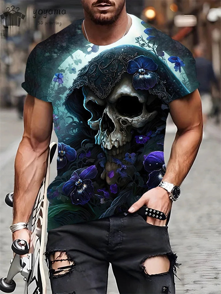 Men's Horror Skull Print T-Shirt  1