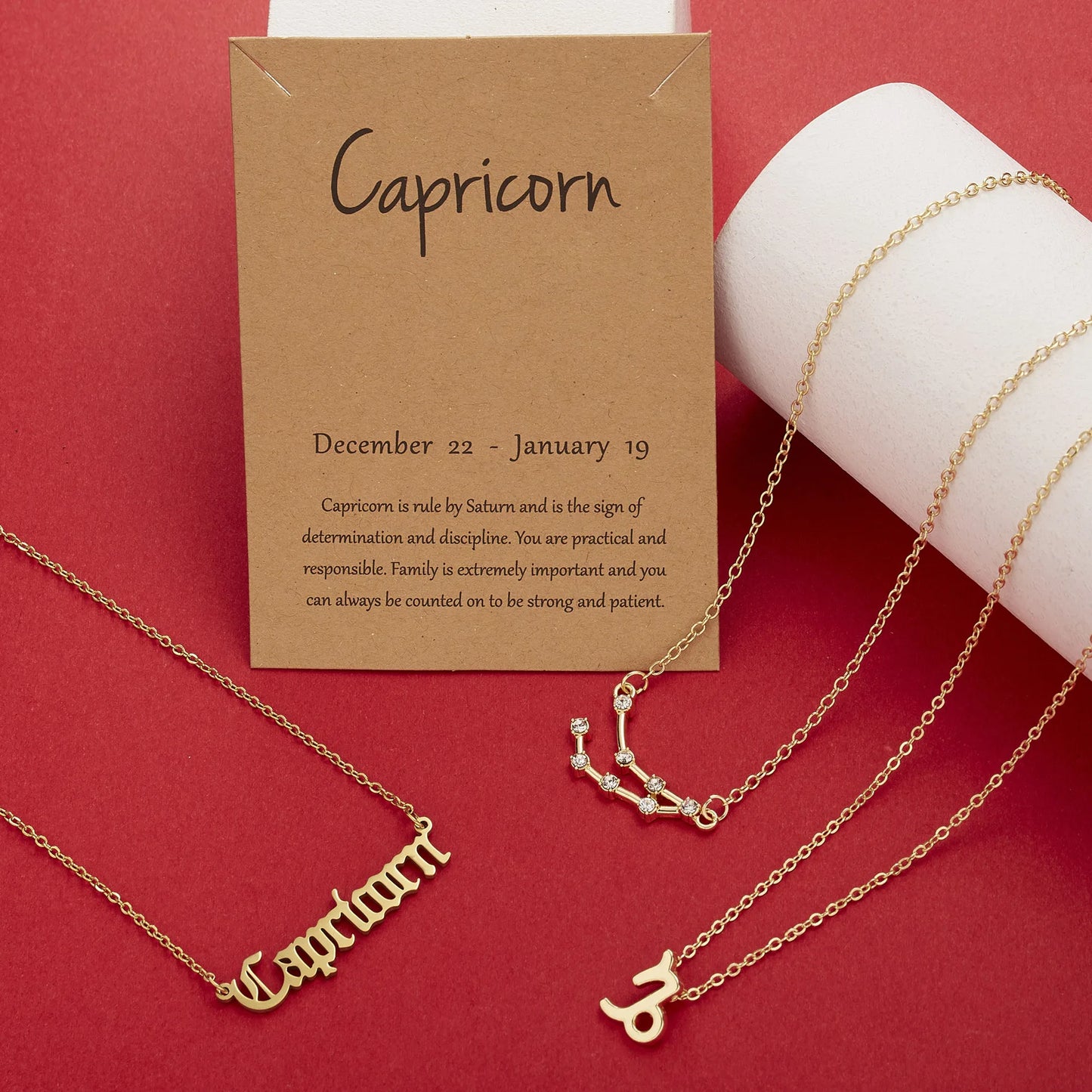 3Pcs/set Zodiac Sign Necklaces Set