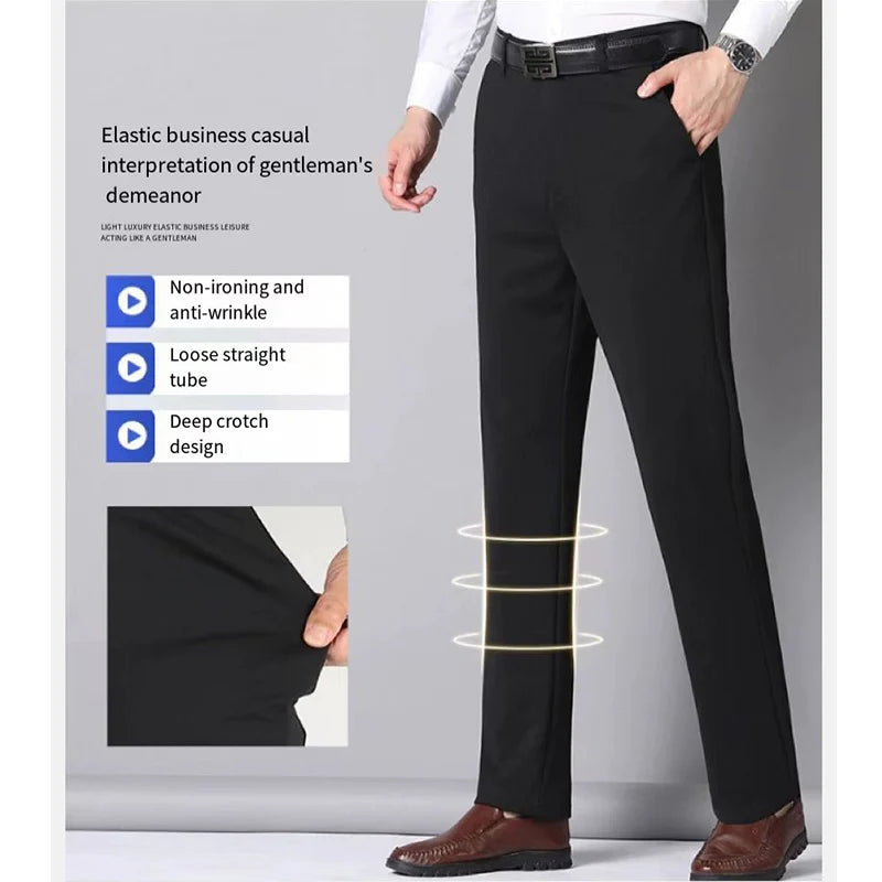 Men's Business Casual Elastic Formal Pants