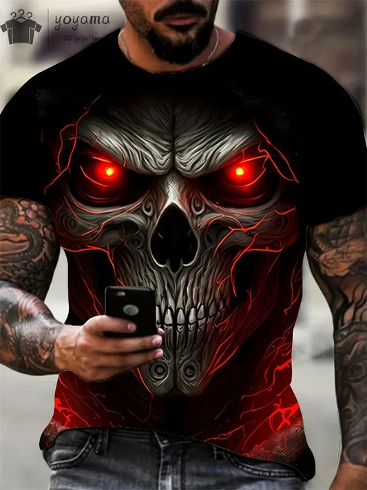 Men's Horror Skull Print T-Shirt  1