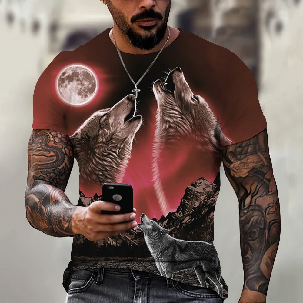 Mens Animal Print Short Sleeve T-shirt