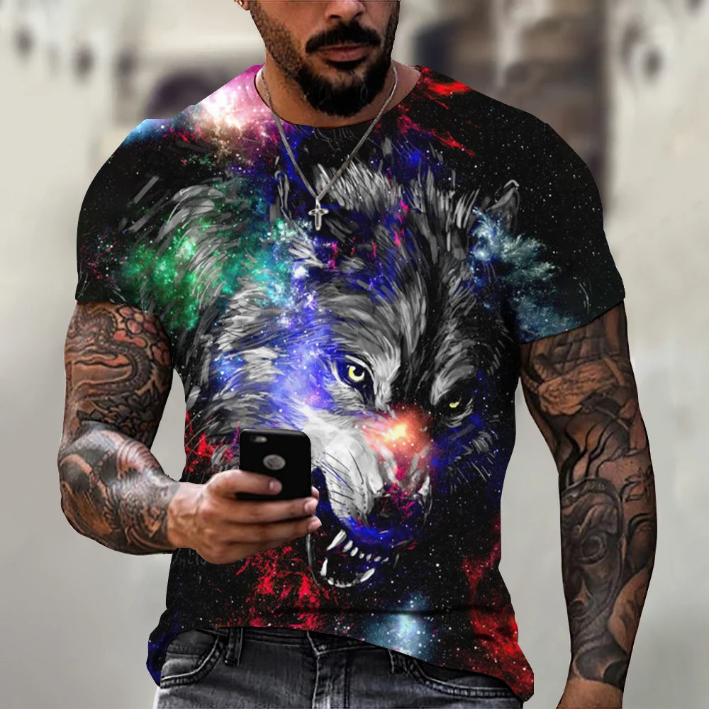 Mens Animal Print Short Sleeve T-shirt