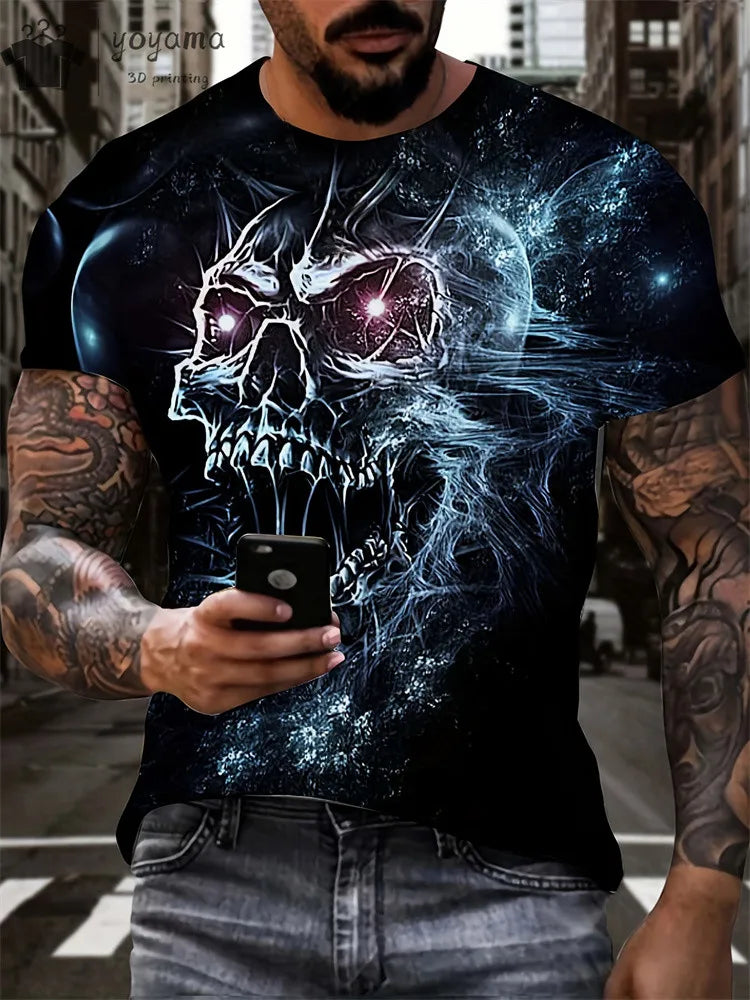 Men's Horror Skull Print T-Shirt  1