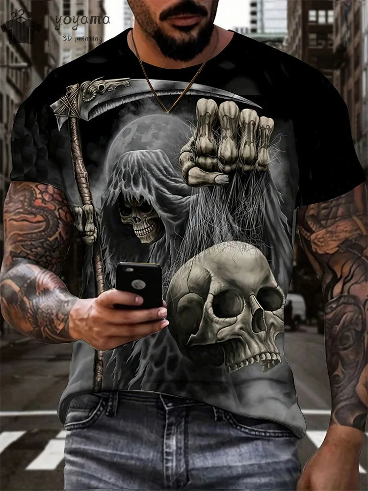 Men's Horror Skull Print T-Shirt  1