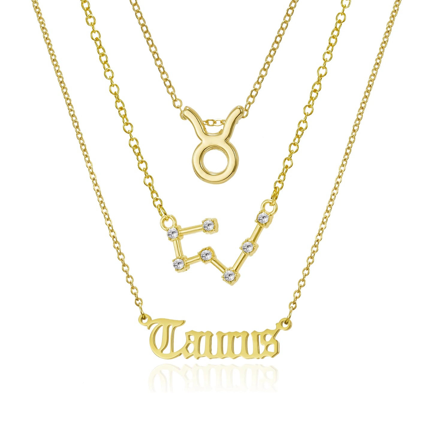 3Pcs/set Zodiac Sign Necklaces Set