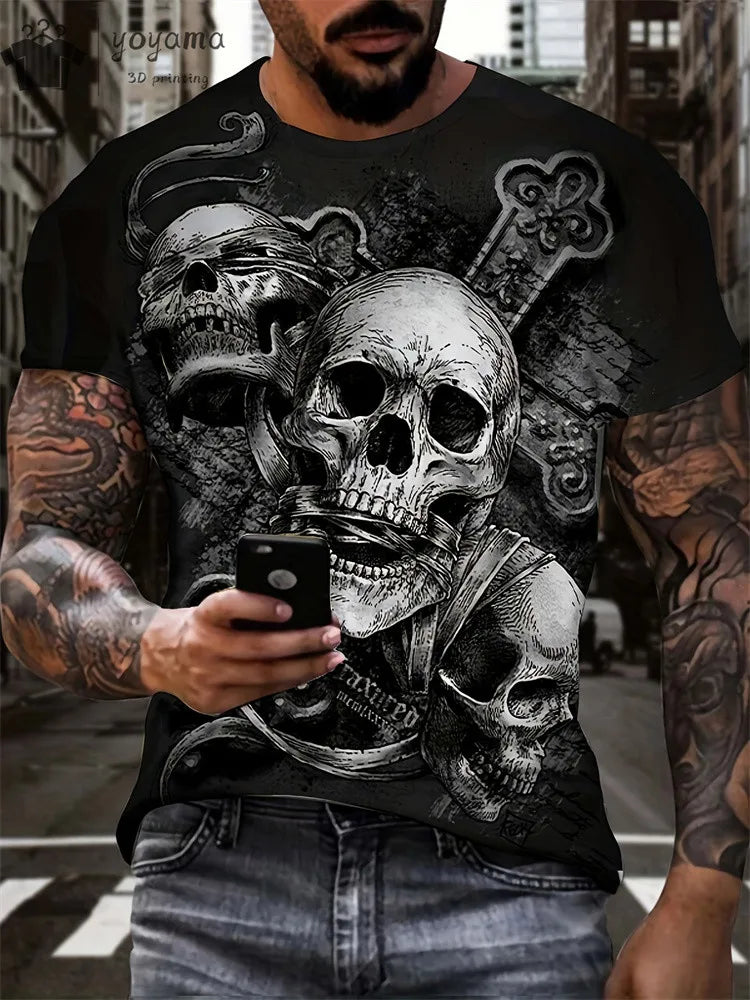 Men's Horror Skull Print T-Shirt  1