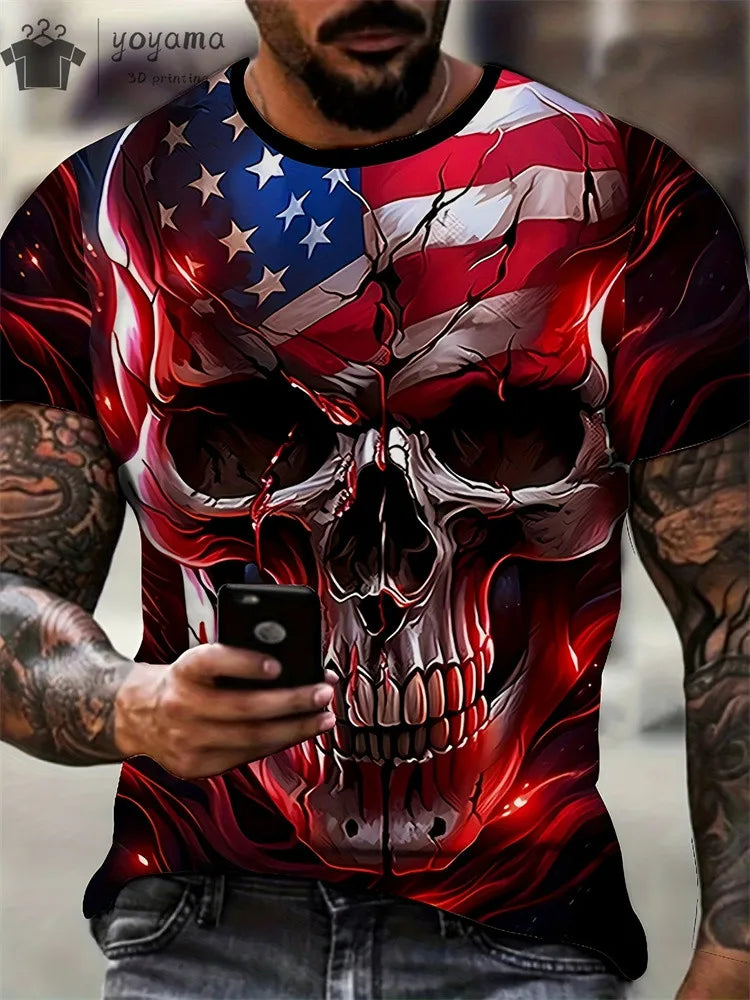 Men's Horror Skull Print T-Shirt  1