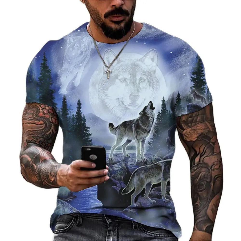 Mens Animal Print Short Sleeve T-shirt