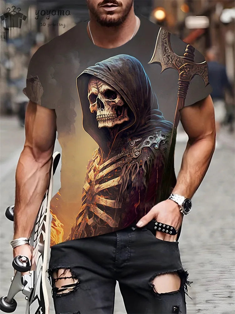 Men's Horror Skull Print T-Shirt  1