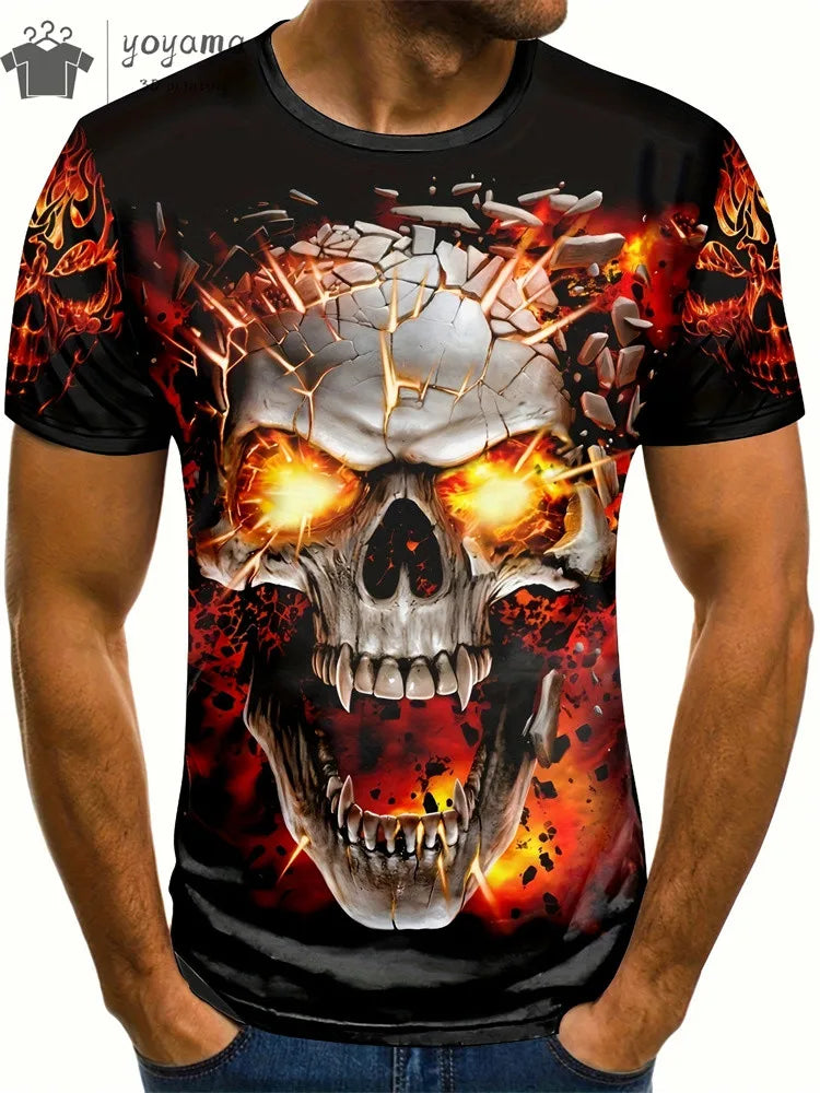 Men's Horror Skull Print T-Shirt  1