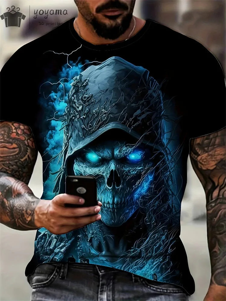 Men's Horror Skull Print T-Shirt  1