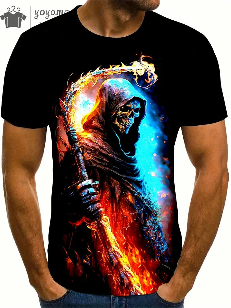 Men's Horror Skull Print T-Shirt  1