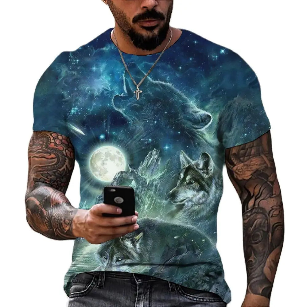 Mens Animal Print Short Sleeve T-shirt