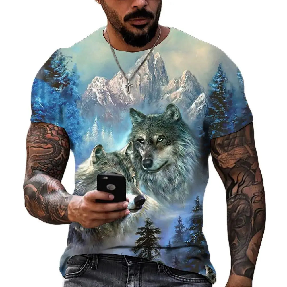 Mens Animal Print Short Sleeve T-shirt