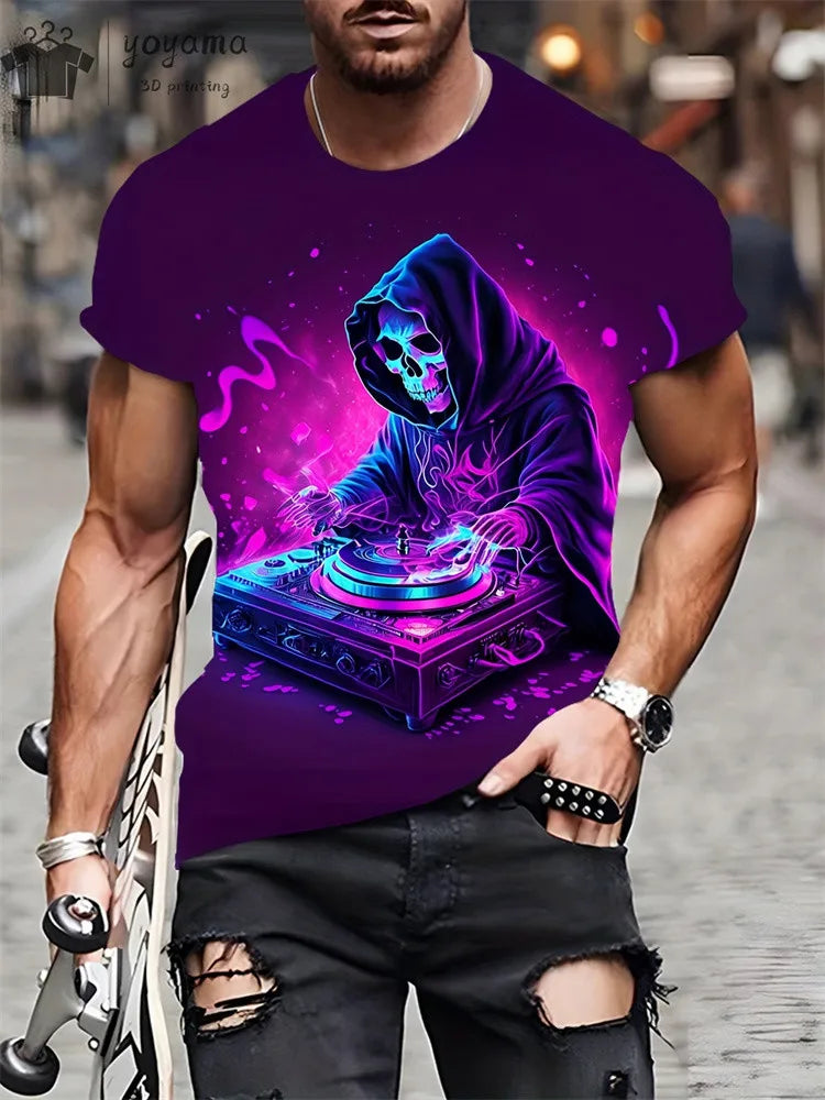 Men's Horror Skull Print T-Shirt  1