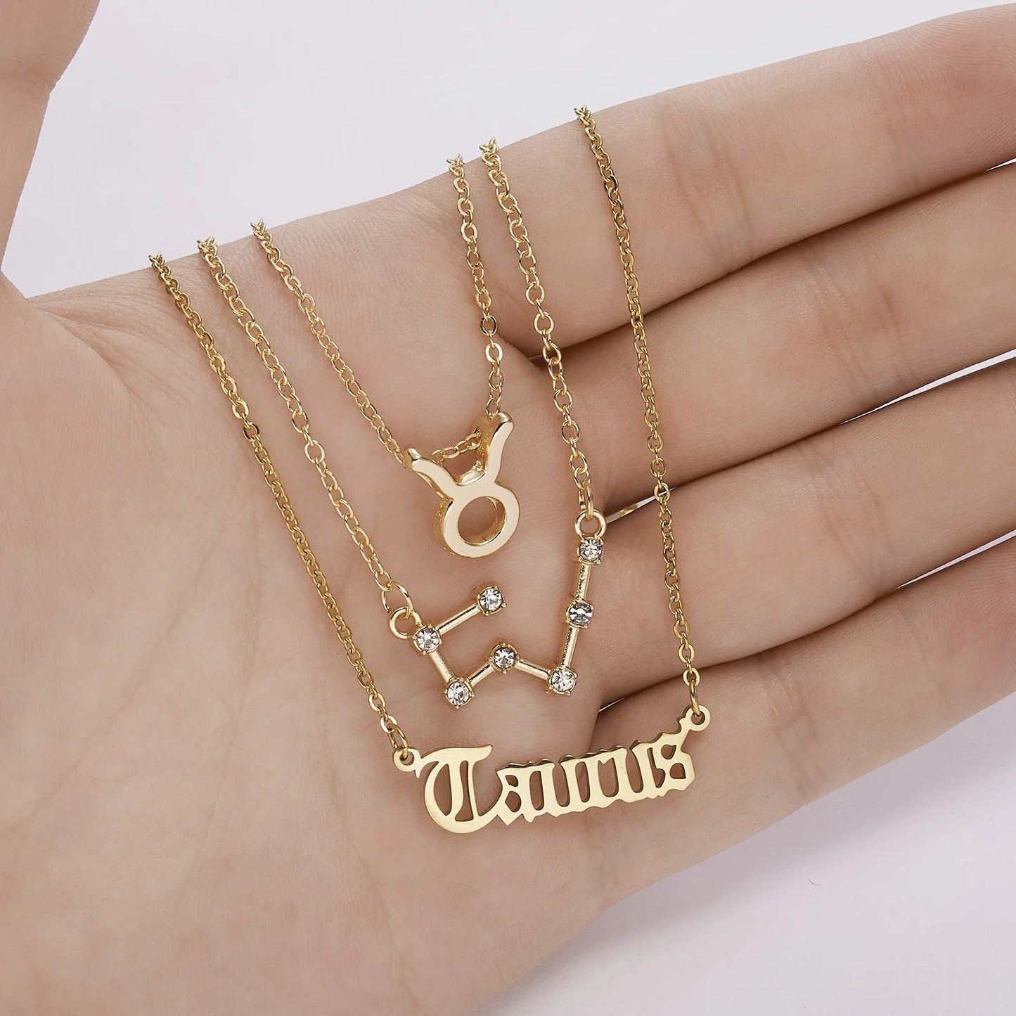 3Pcs/set Zodiac Sign Necklaces Set