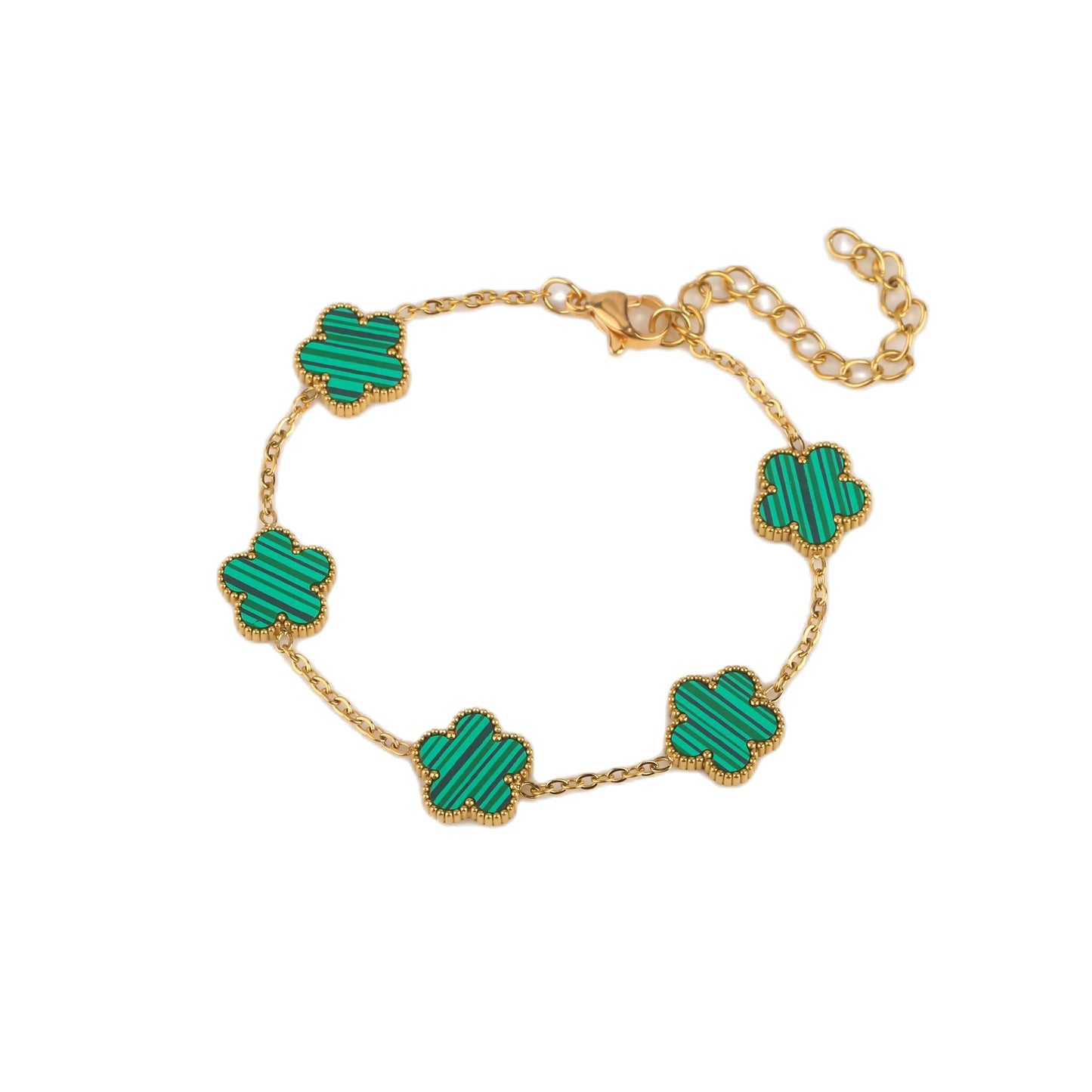 Adjustable New Design Gold Plated Plant Flower Bracelet With Five Leaf Petals Women's Luxury Gifts Clover