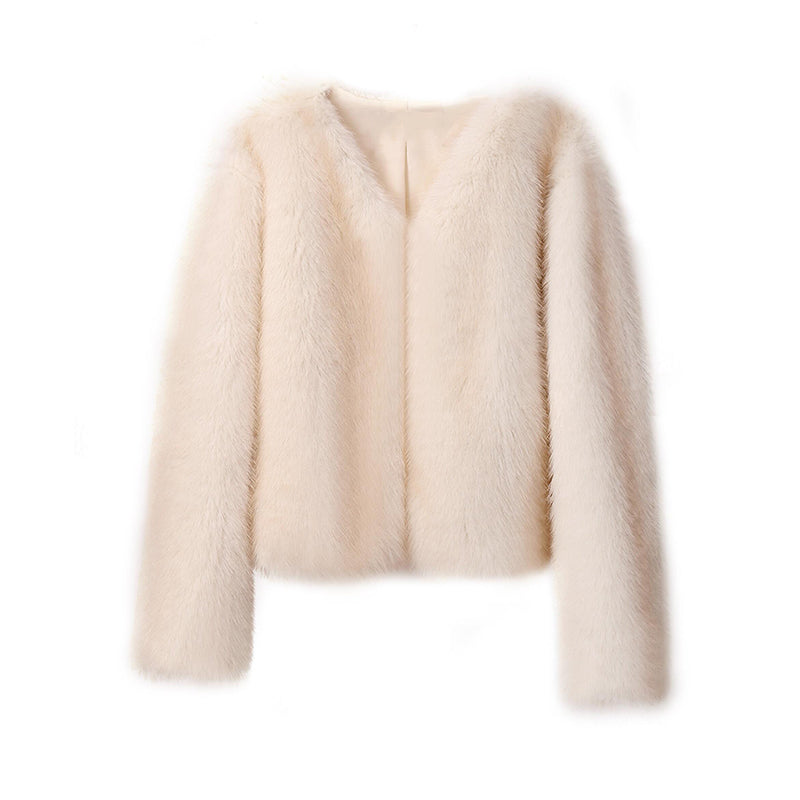 Iconic Street Fashion  Cropped Faux Fur Coat Women Winter Fluffy Short Fur Jacket