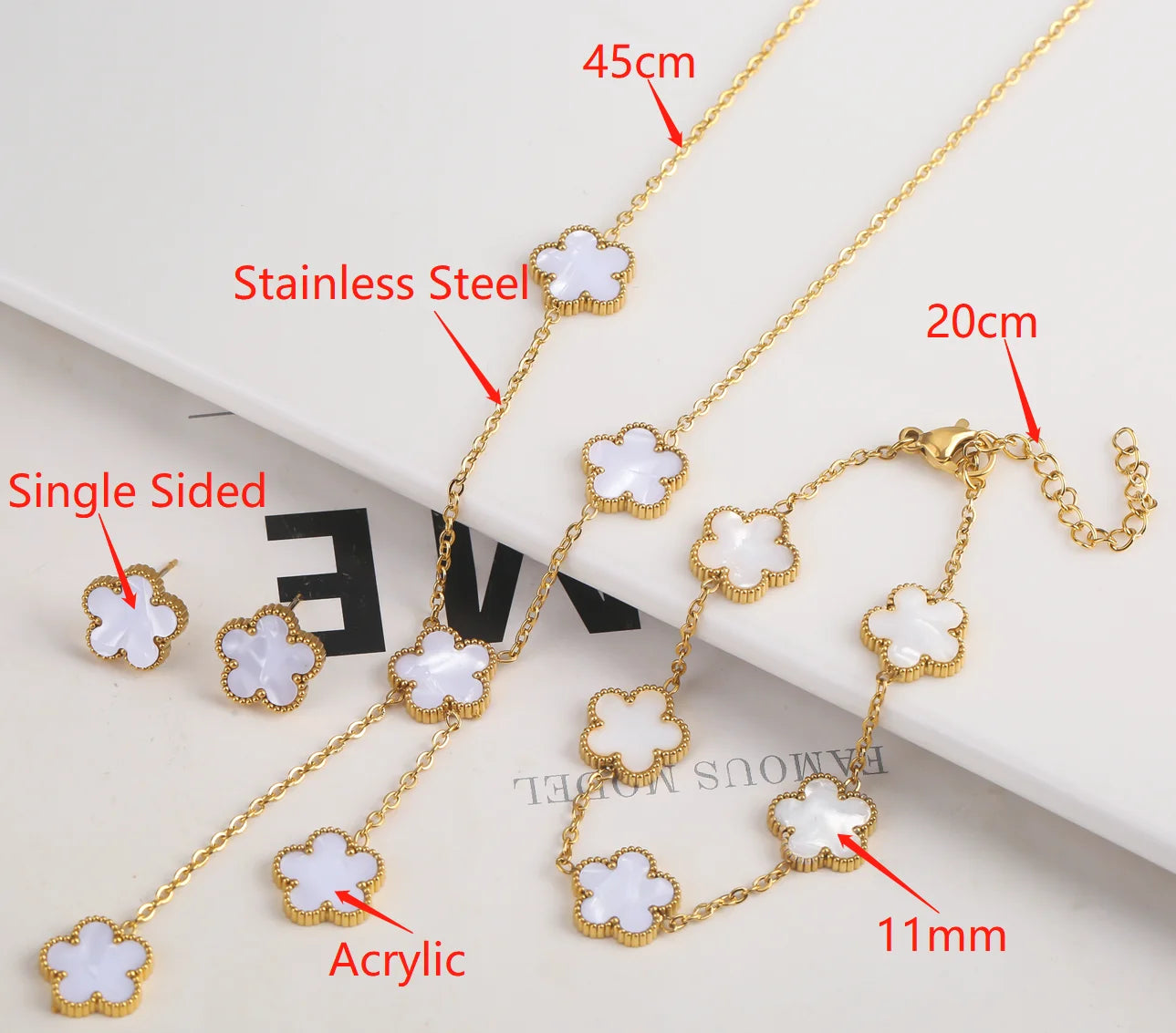 Adjustable New Design Gold Plated Plant Flower Bracelet With Five Leaf Petals Women's Luxury Gifts Clover