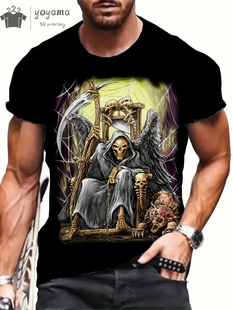 Men's Horror Skull Print T-Shirt  1