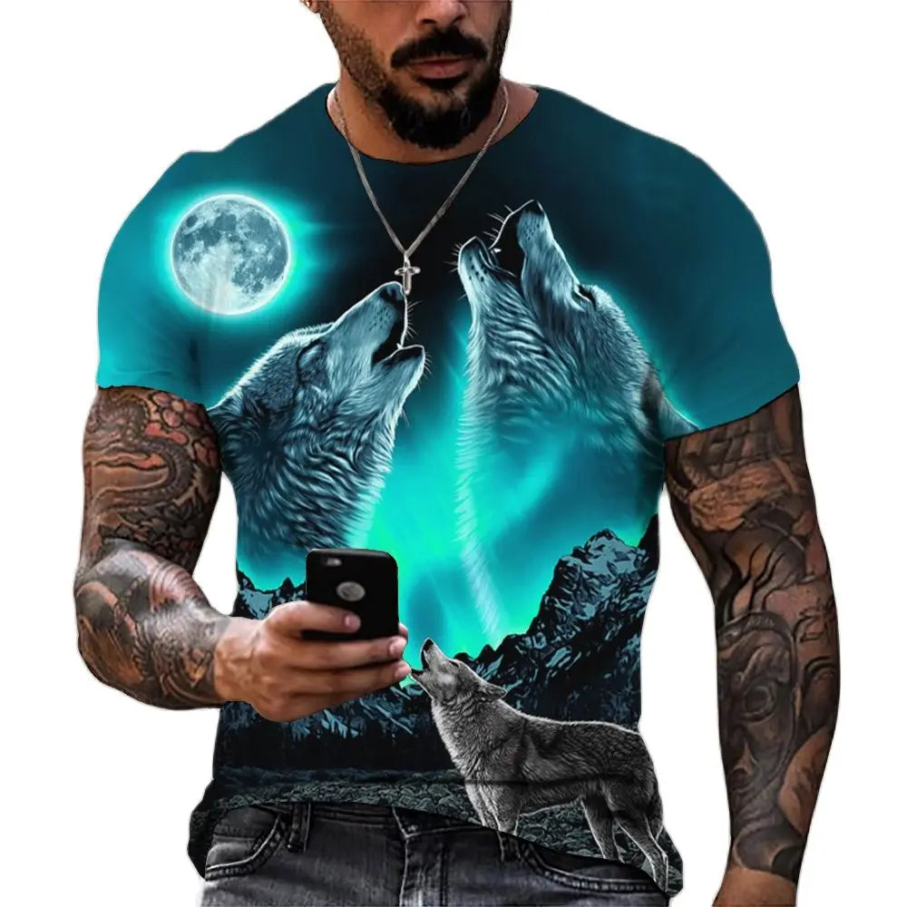 Mens Animal Print Short Sleeve T-shirt