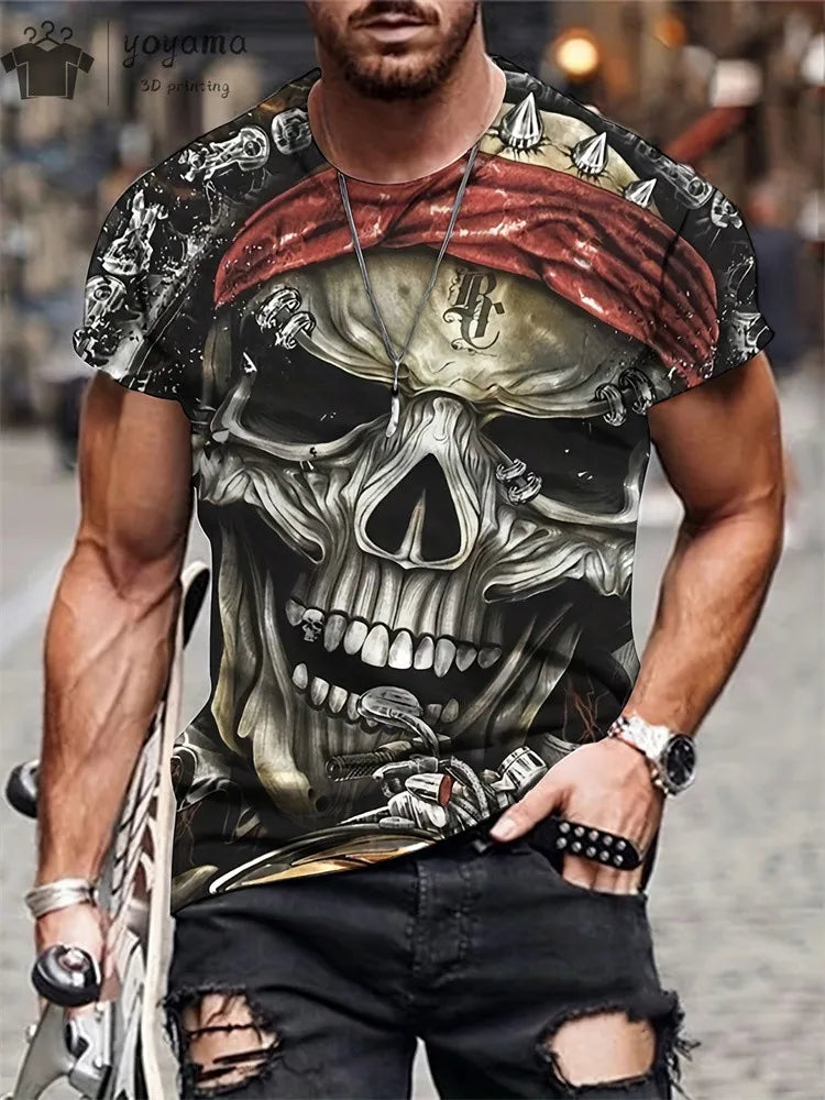 Men's Horror Skull Print T-Shirt  1