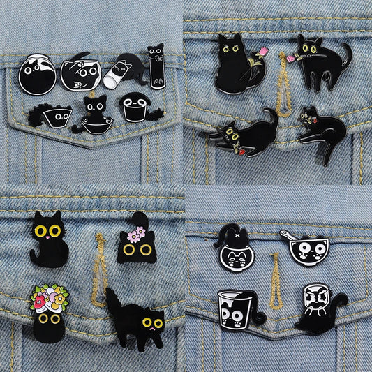 Black Cats Enamel Pins