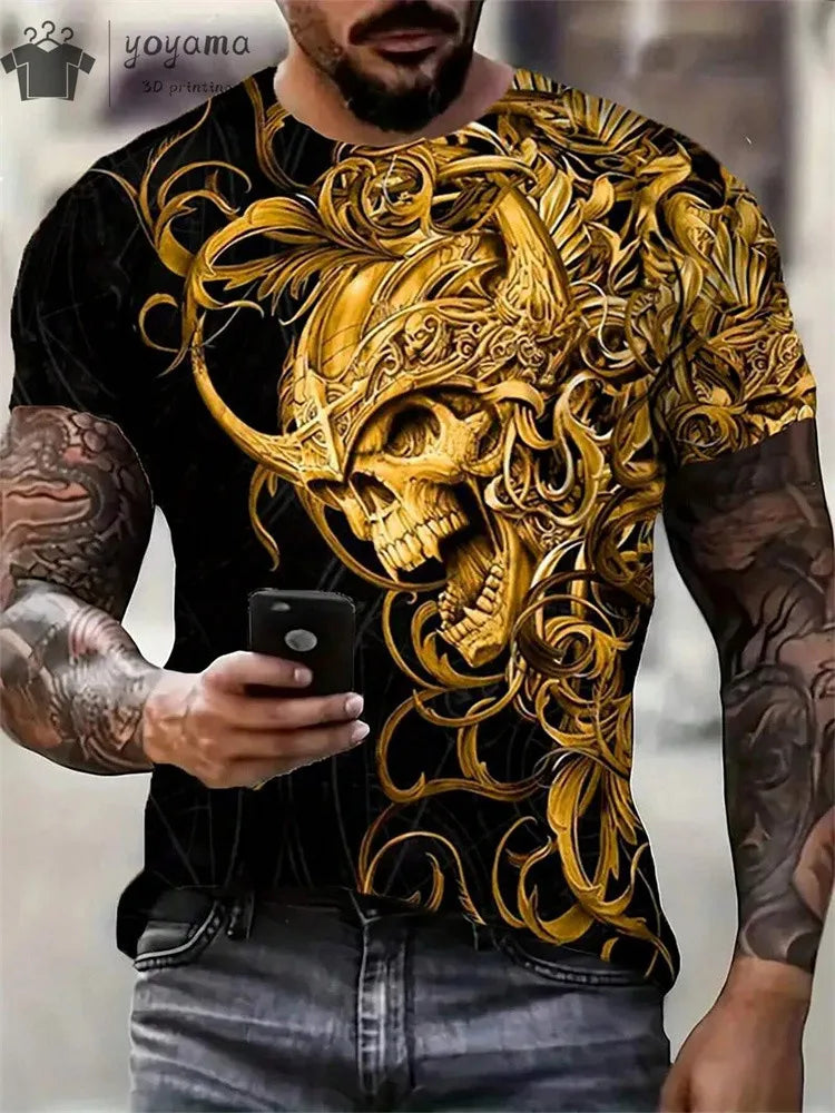 Men's Horror Skull Print T-Shirt  1