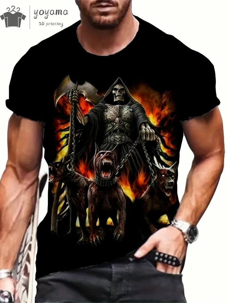 Men's Horror Skull Print T-Shirt 3