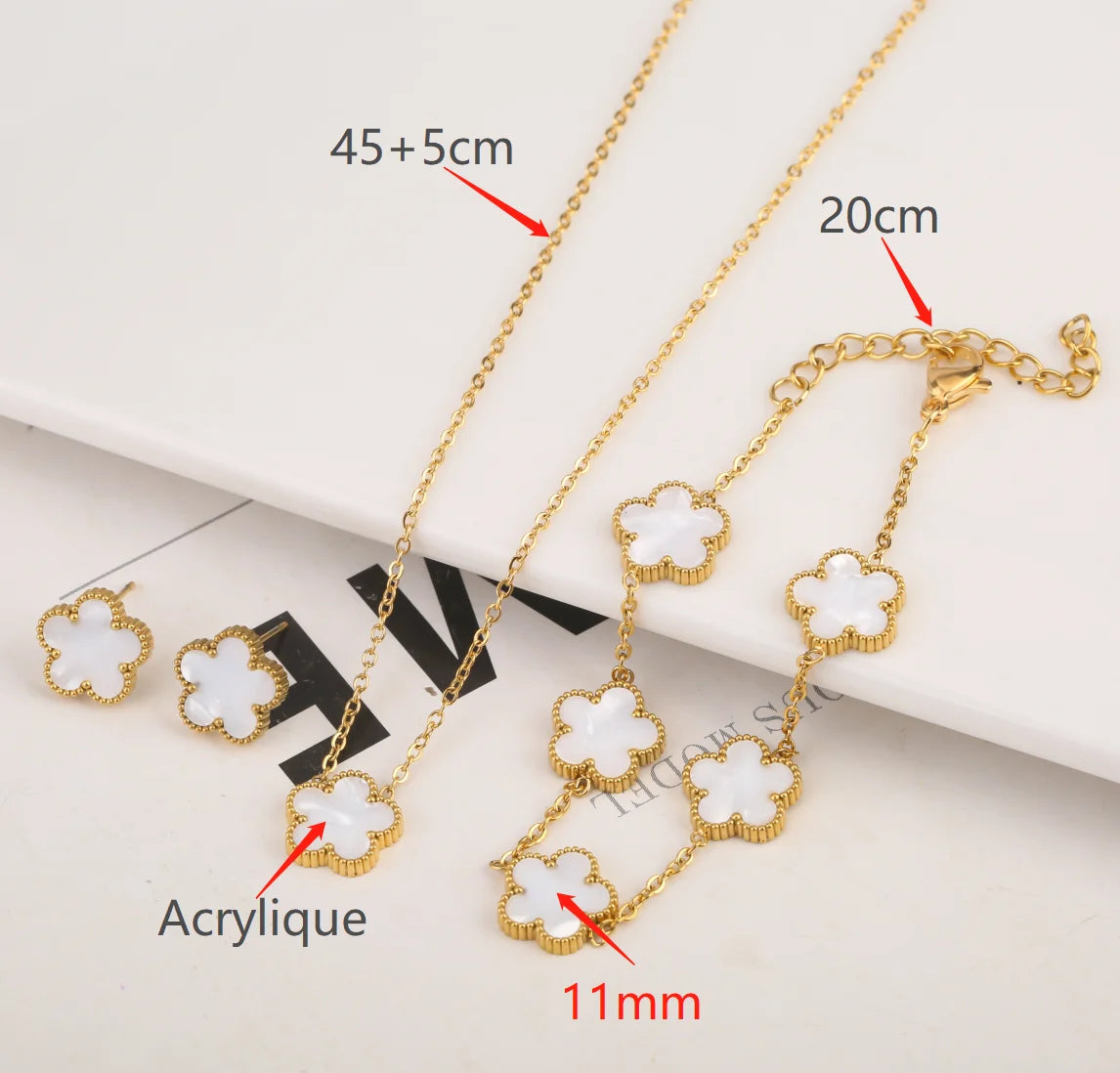 Adjustable New Design Gold Plated Plant Flower Bracelet With Five Leaf Petals Women's Luxury Gifts Clover