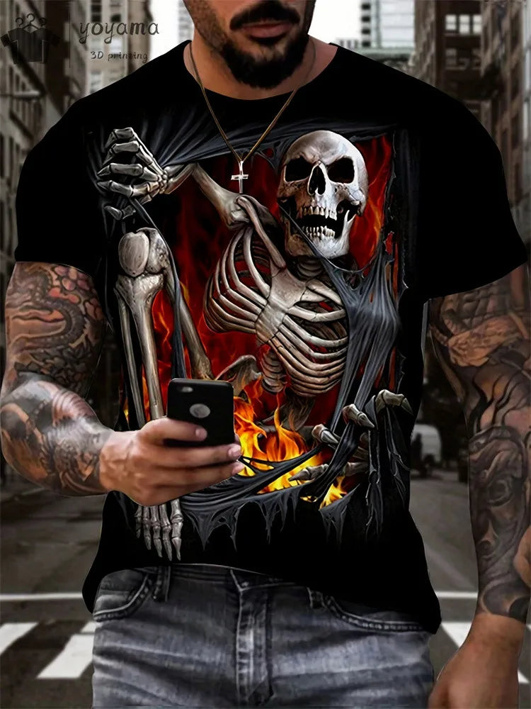 Men's Horror Skull Print T-Shirt  1