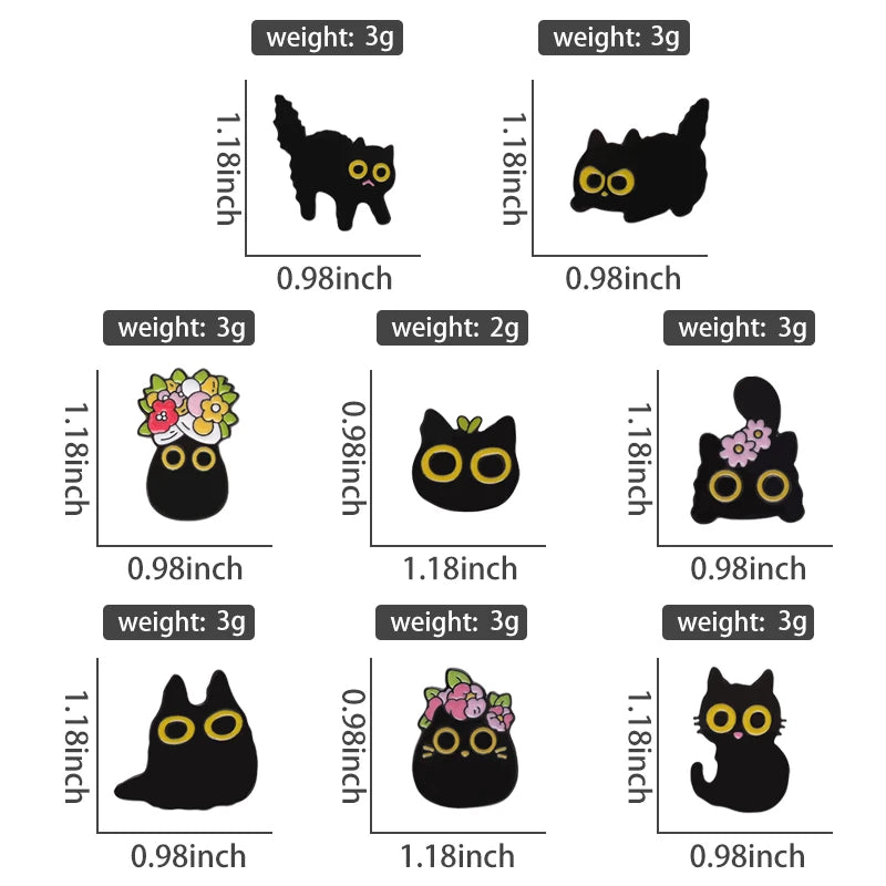 Black Cats Enamel Pins