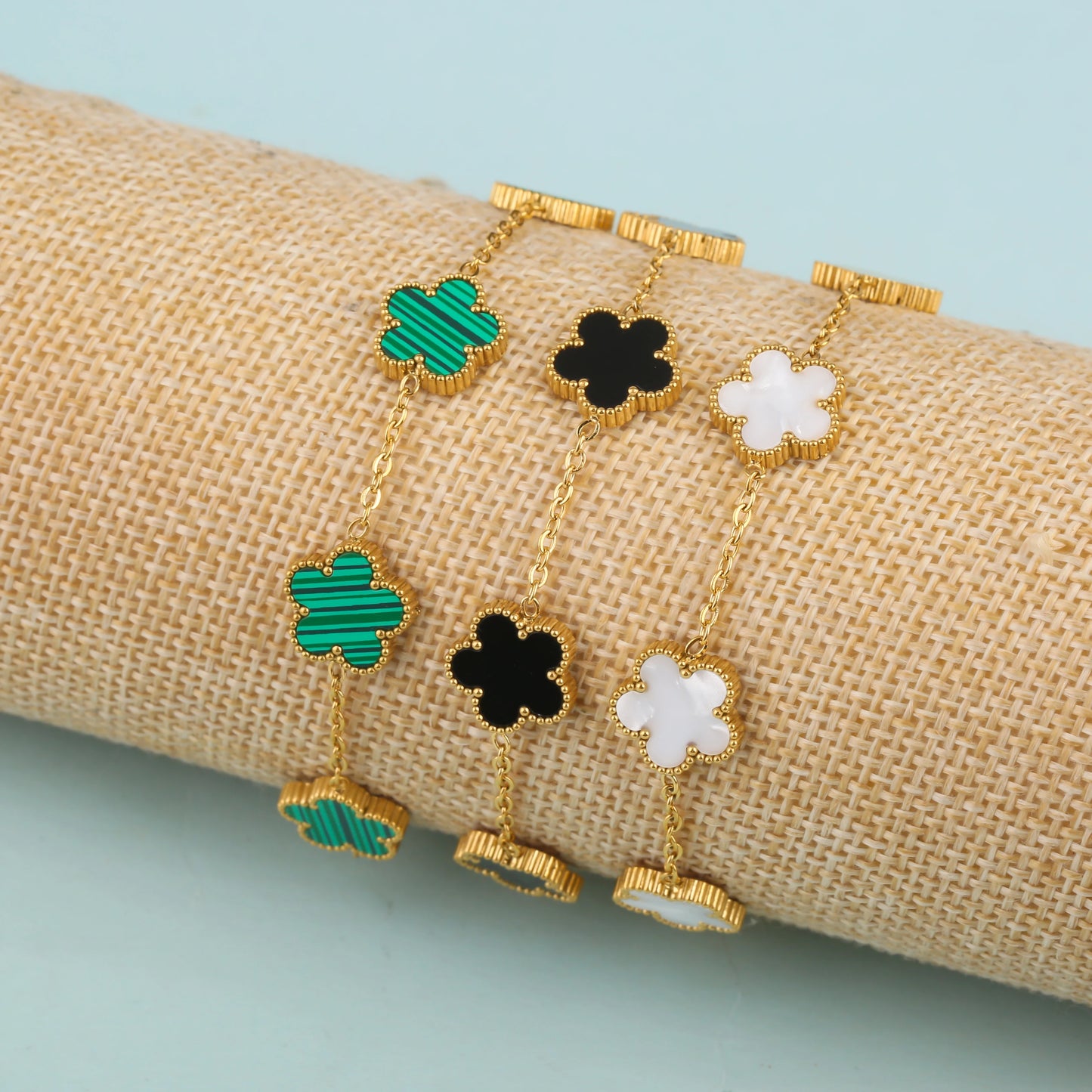 Adjustable New Design Gold Plated Plant Flower Bracelet With Five Leaf Petals Women's Luxury Gifts Clover