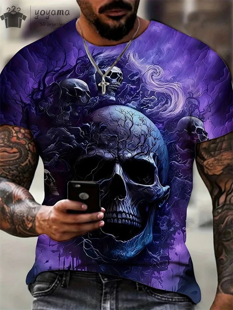 Men's Horror Skull Print T-Shirt  1