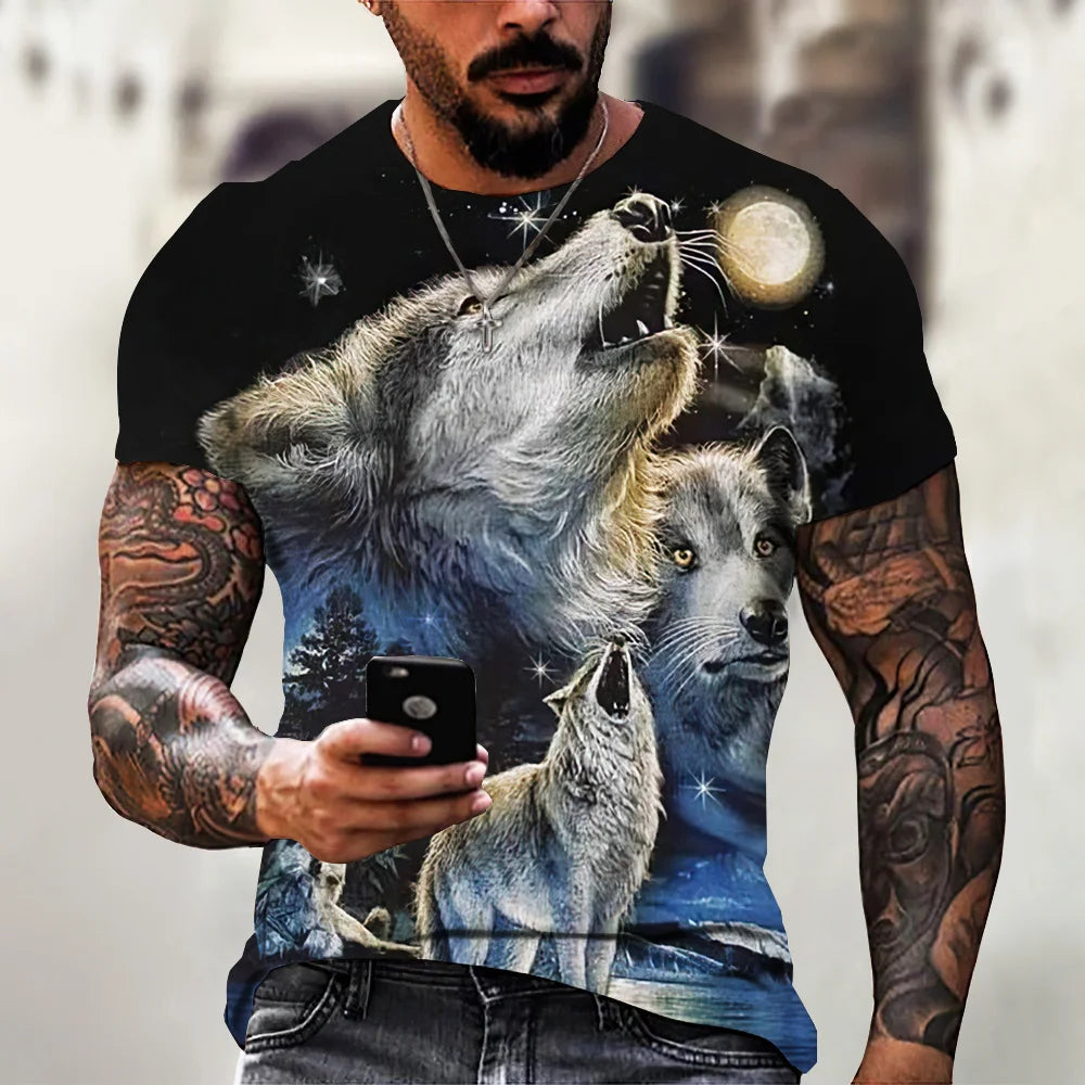 Mens Animal Print Short Sleeve T-shirt